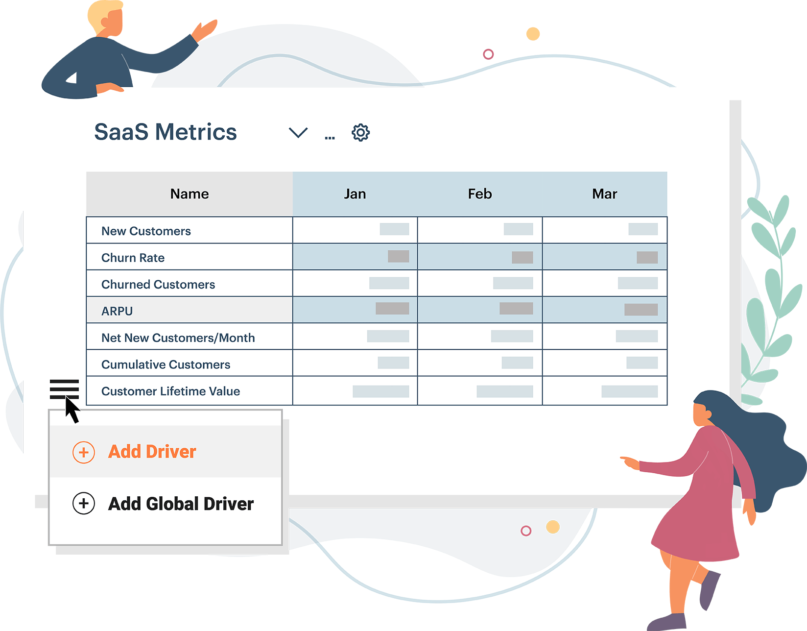 Building a SaaS metrics custom table using Jirav drivers to project sales and revenue