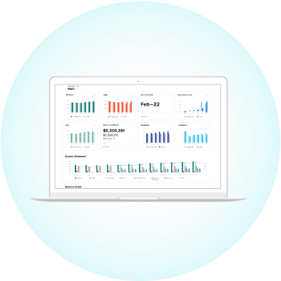 dashboard in laptop in circle 012021